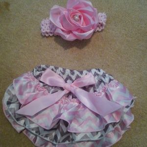 12-18m baby girl headband and ruffle diaper cover